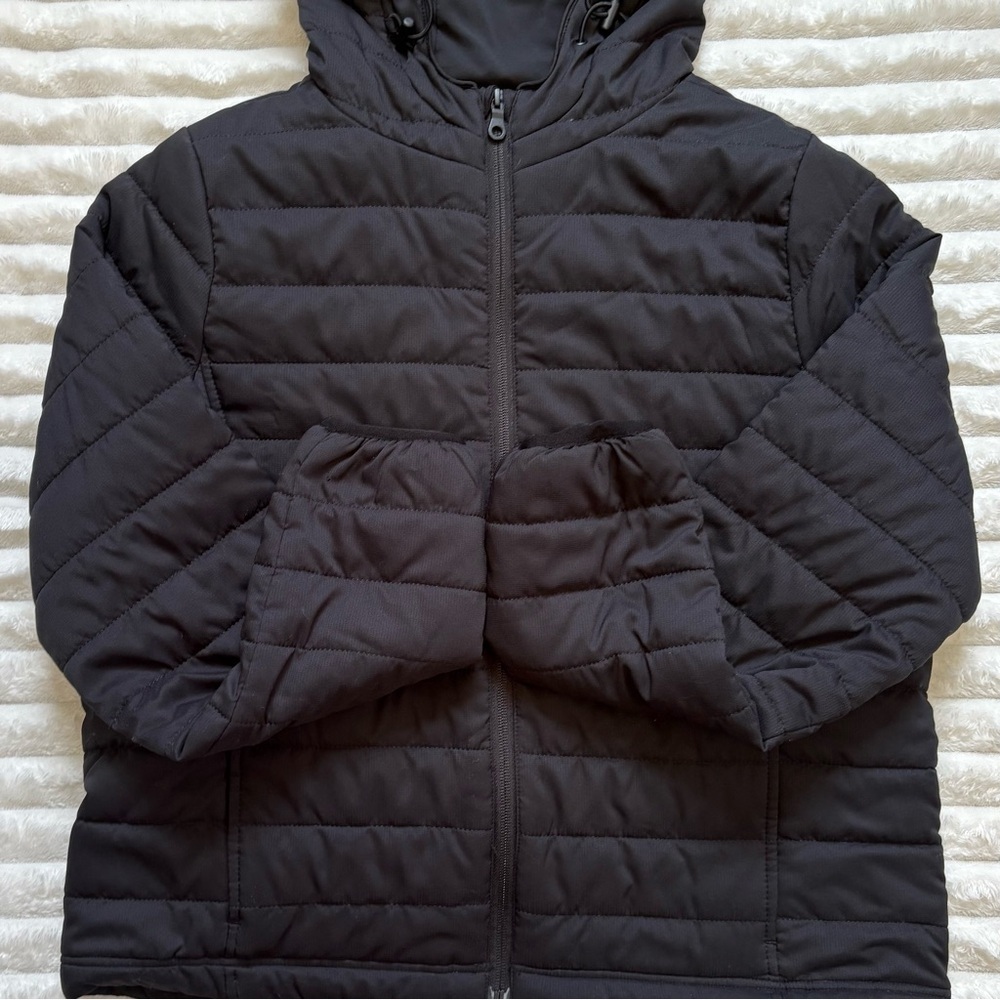 Girlfriend Collective Packable Puffer Jacket Hooded Black Womens Medium - Picture 6 of 10